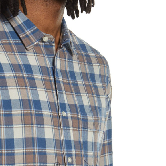 OFFICINE GENERALE Lipp Plaid Flannel Button-Up Men's Shirt Size Small - Picture 3 of 6